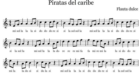 partitura piratas del caribe flauta